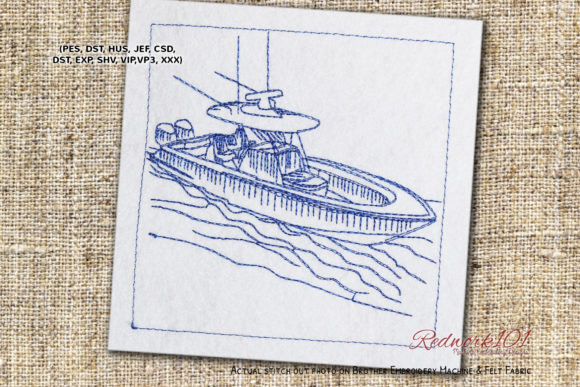 Centre Console Boat Embroidery Design